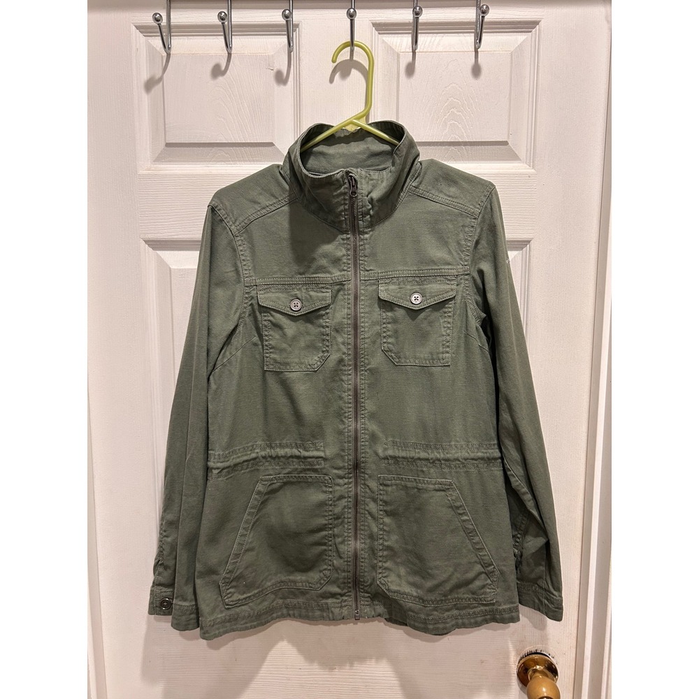 Columbia Womens Olive Green Hemp Blend Utility Military Field Jacket Size M